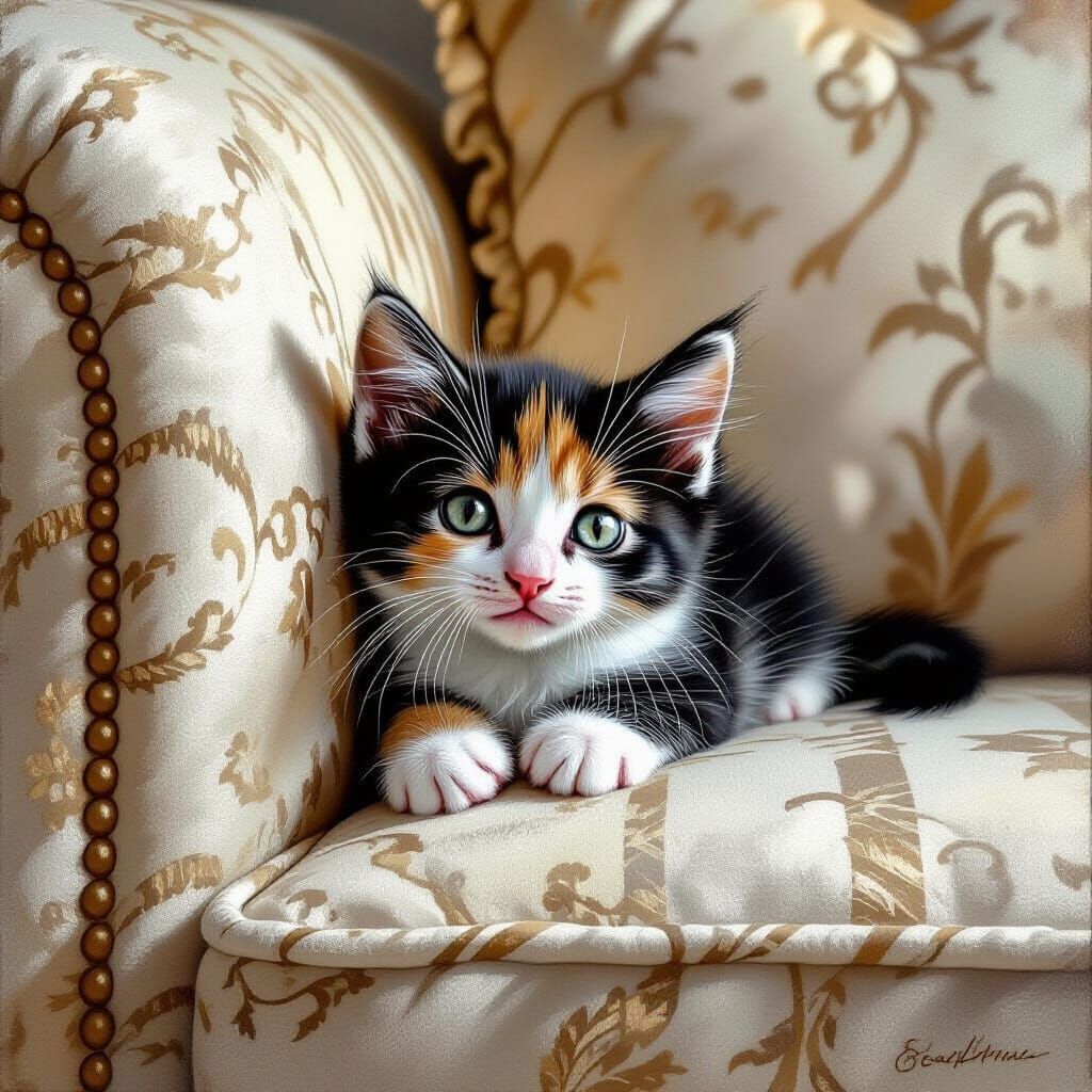 Distressed Kitten Trapped Between Wall and Sofa