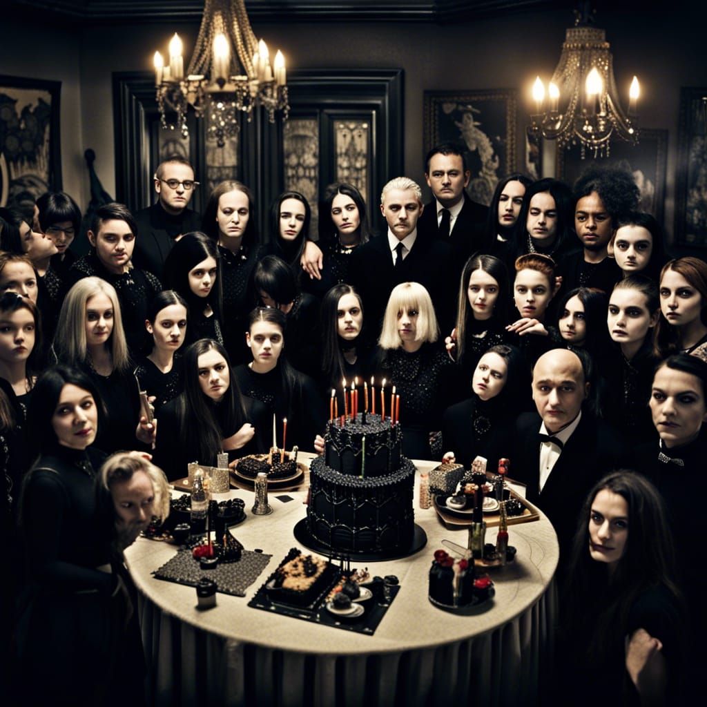 Gothic Birthday Party with Addams Family Cake