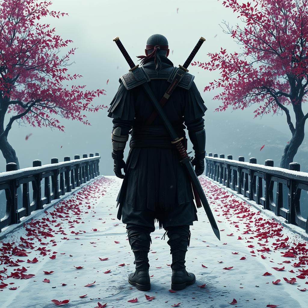 Photorealistic Ninja in Japan Inspired by Sekiro