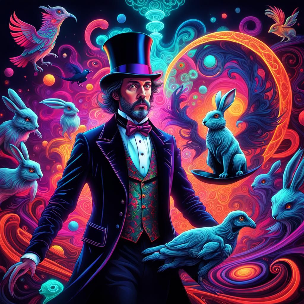 Elias Kepler as the handsome mystic with a top hat