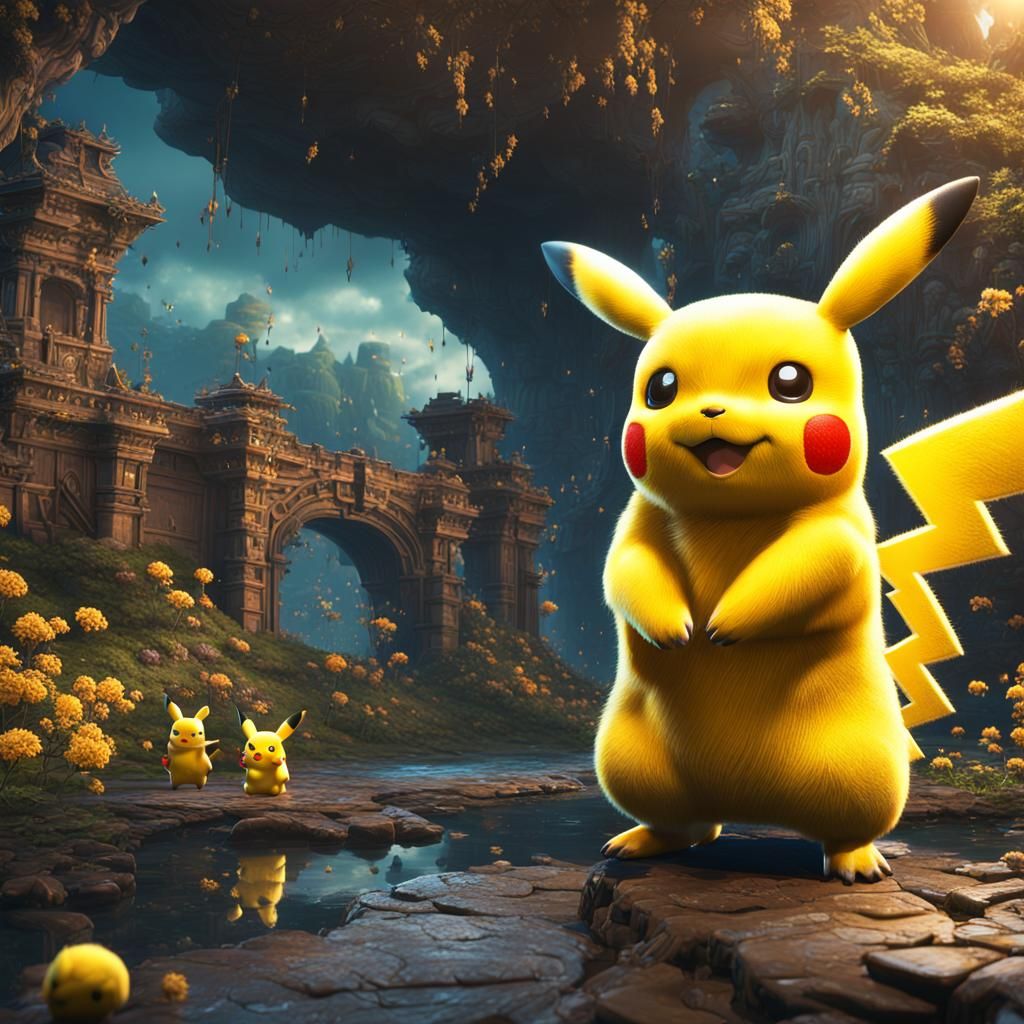 Detailed Matte Painting of Pikachu in 8k