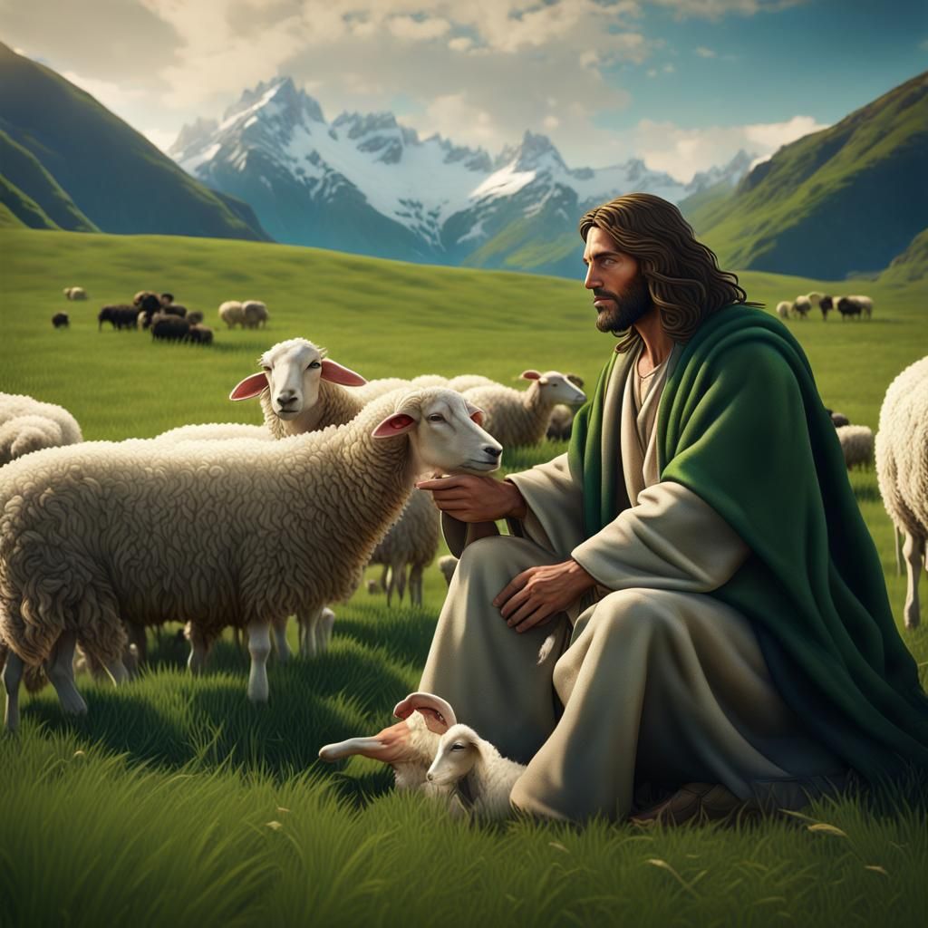 Jesus as Shepherd in New Zealand Pasture