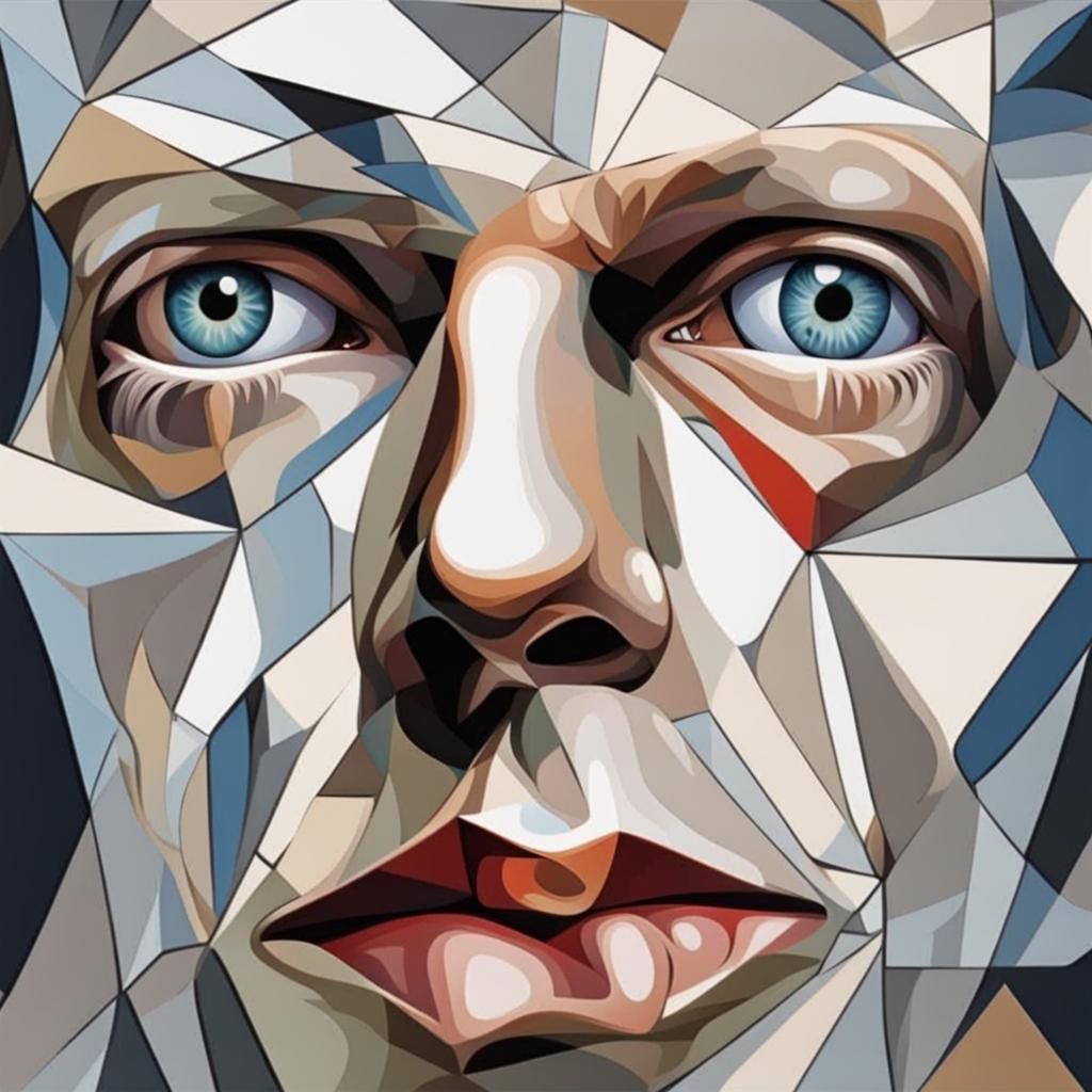 Surreal Cubism David Bowie ,Anisocoria eyes left pupil at fu...