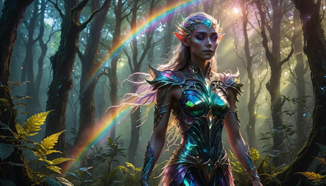 Rainbow alien, vibrant Rainbow colours