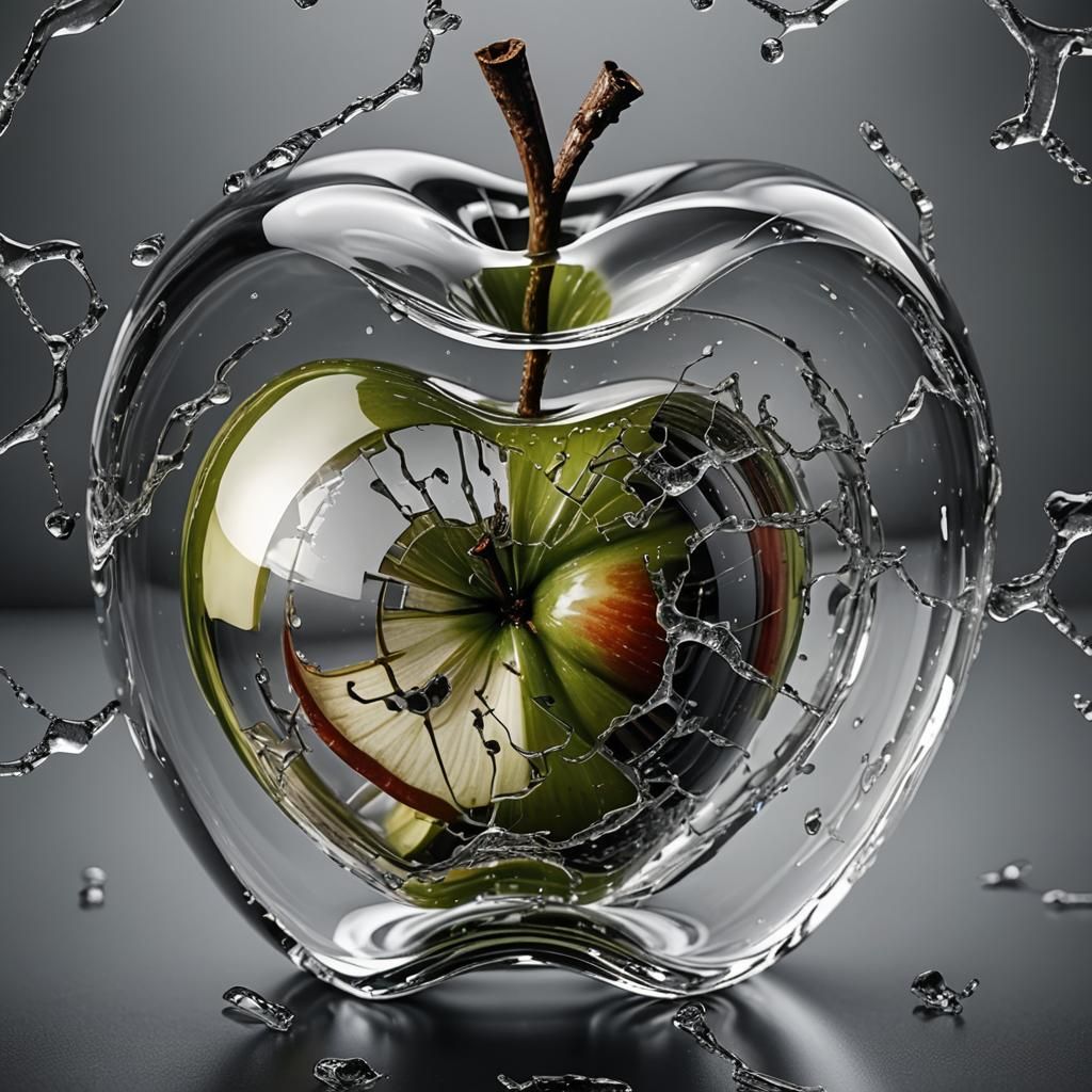 Hyperrealistic Clear Apple with Intricate Details
