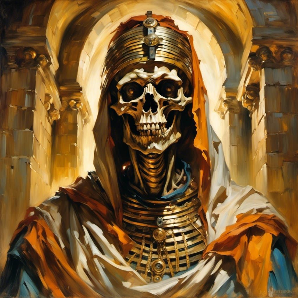 Chiaroscuro Portrait of an Angry Mummy