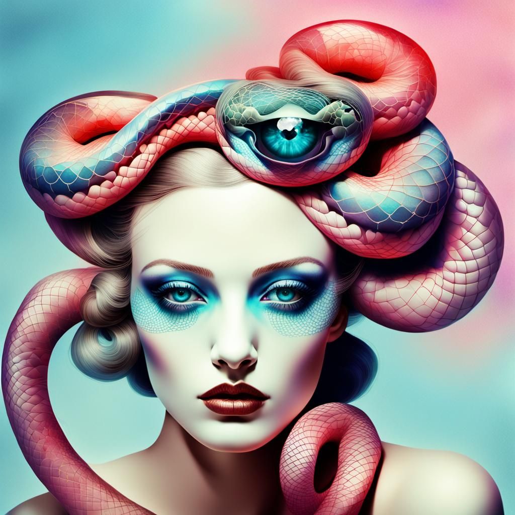 Surreal Woman Portrait in Mixed Media Digital Art