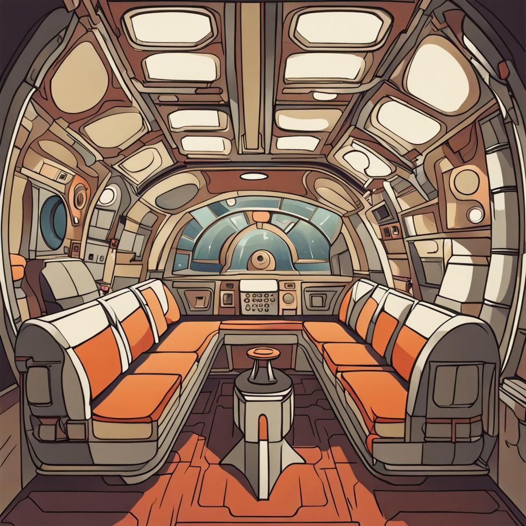 Cat Alien Spaceship Interior: Cubism Revival