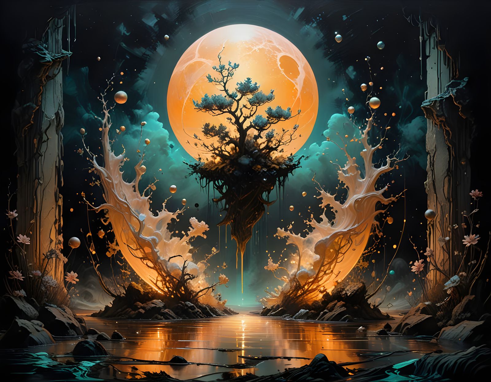 Bioluminescent Landscape as Impasto Painting