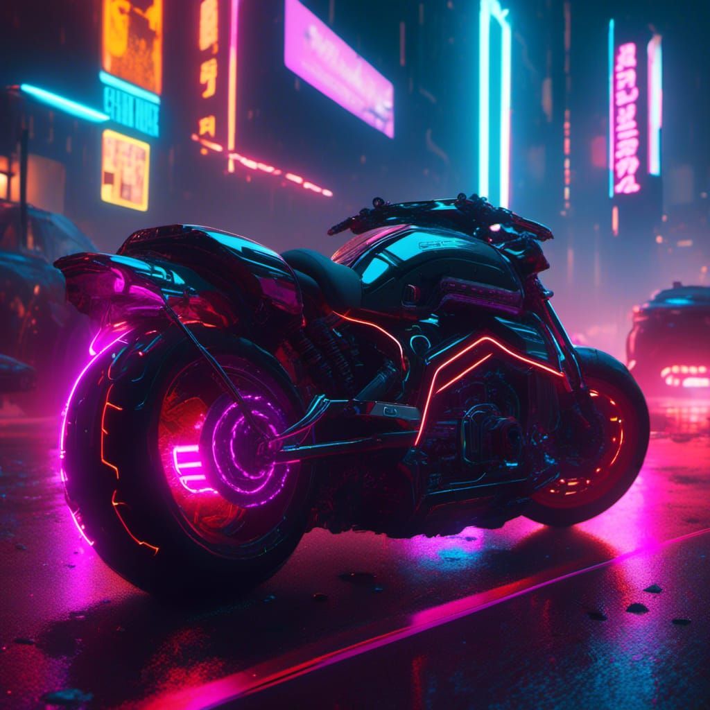 Cyberpunk Cyborg in Neon Cityscape