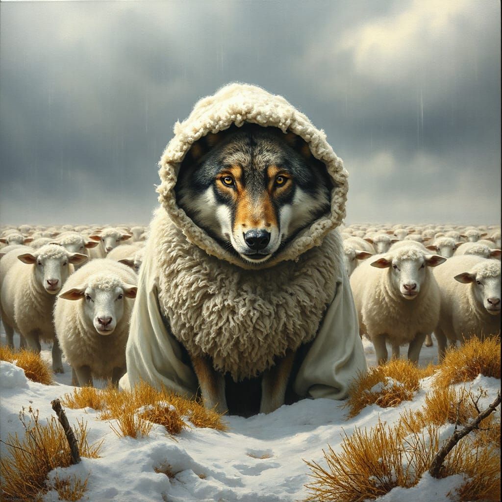 Wolf in Sheep's Clothing Oil Painting
