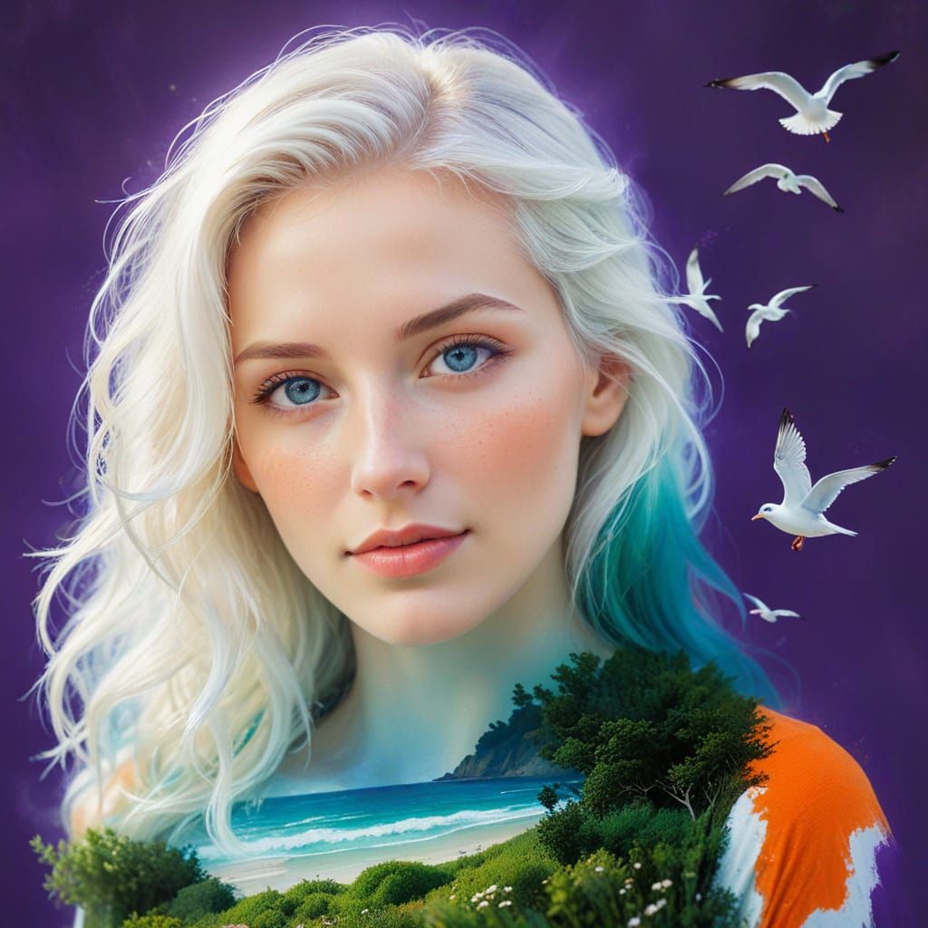 Dreamy Double Exposure Portrait in Lee Bogle Style Digital P...