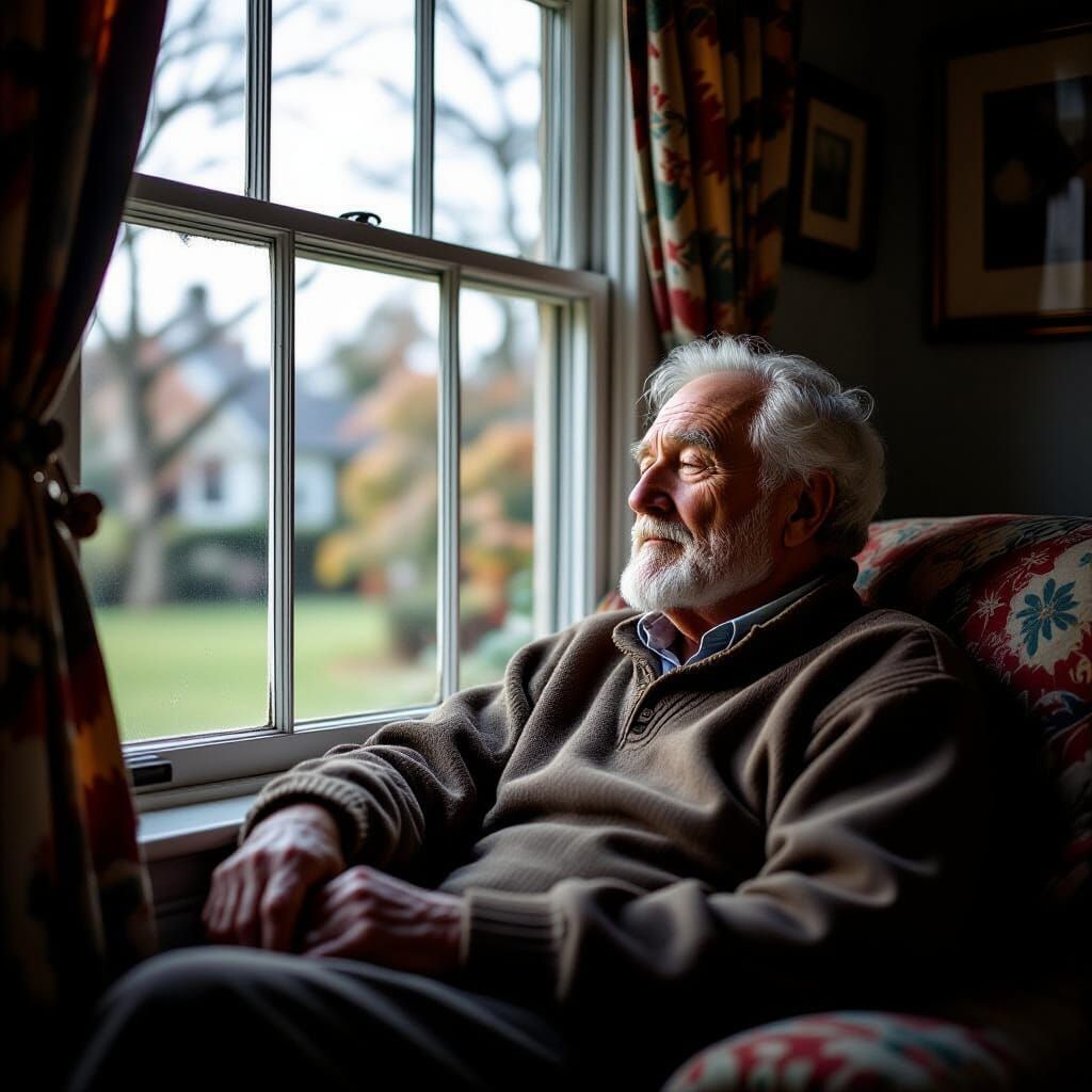 Old Man's Dream in Vibrant, Cozy Home Cinematic