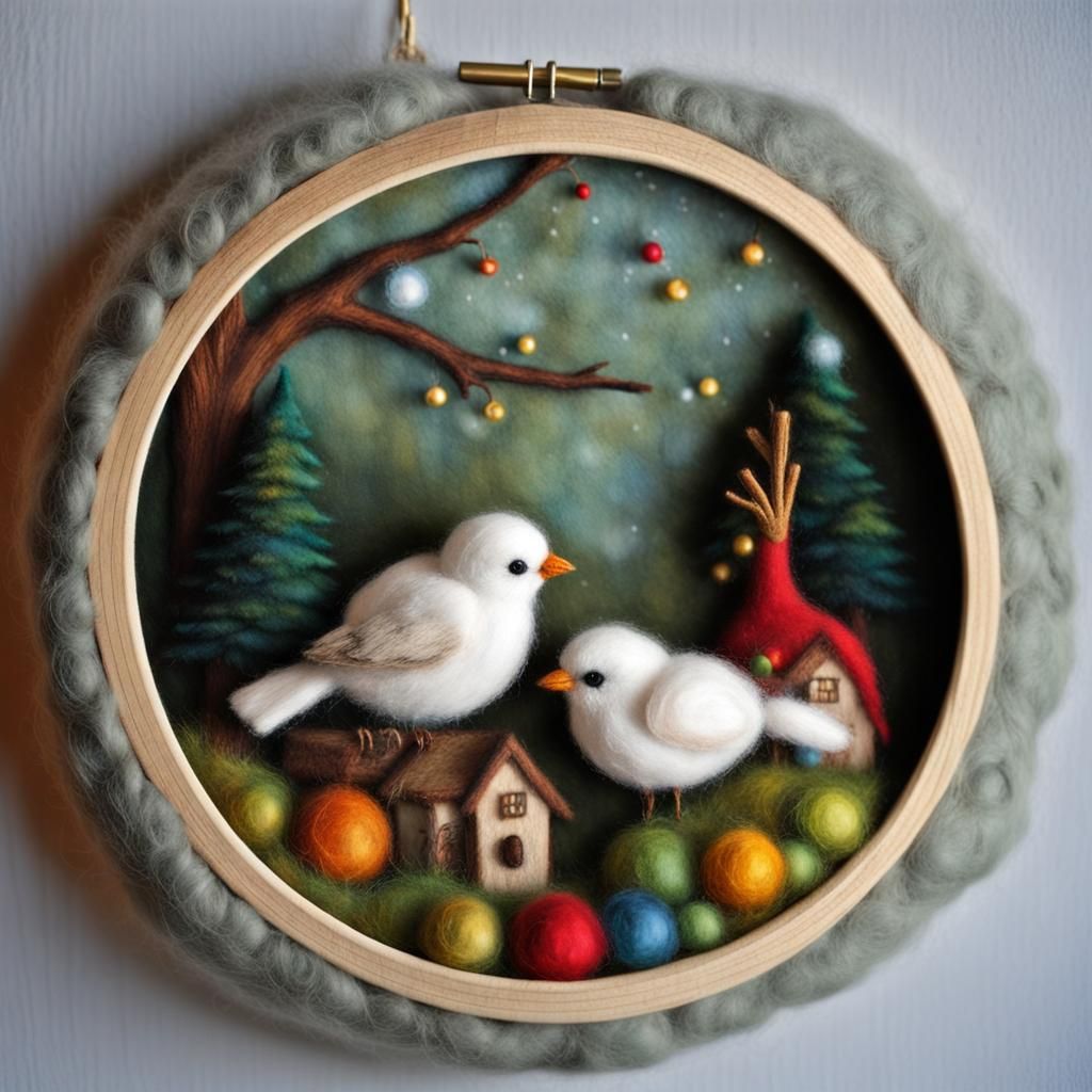 Lush Greenwood Tree Wool Sculpture in 3D