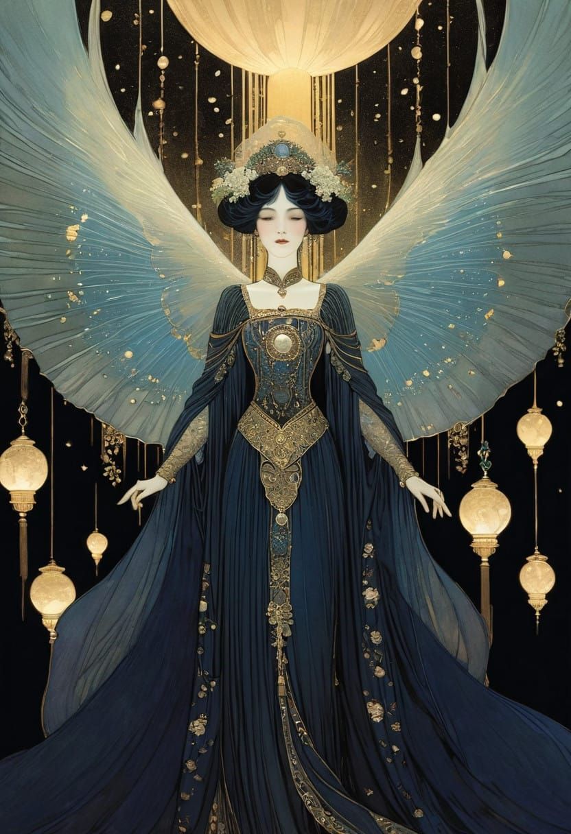Mystical Queen in Opulent Art Nouveau Style
