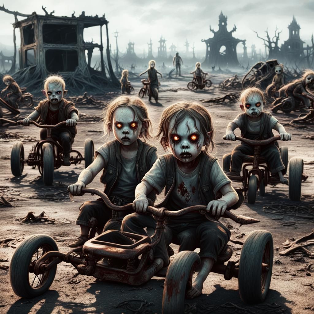 Demonic Children in a Hellish Landscape