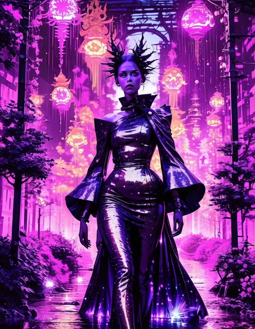 Bioluminescent Fractal Plant in Vibrant Colors