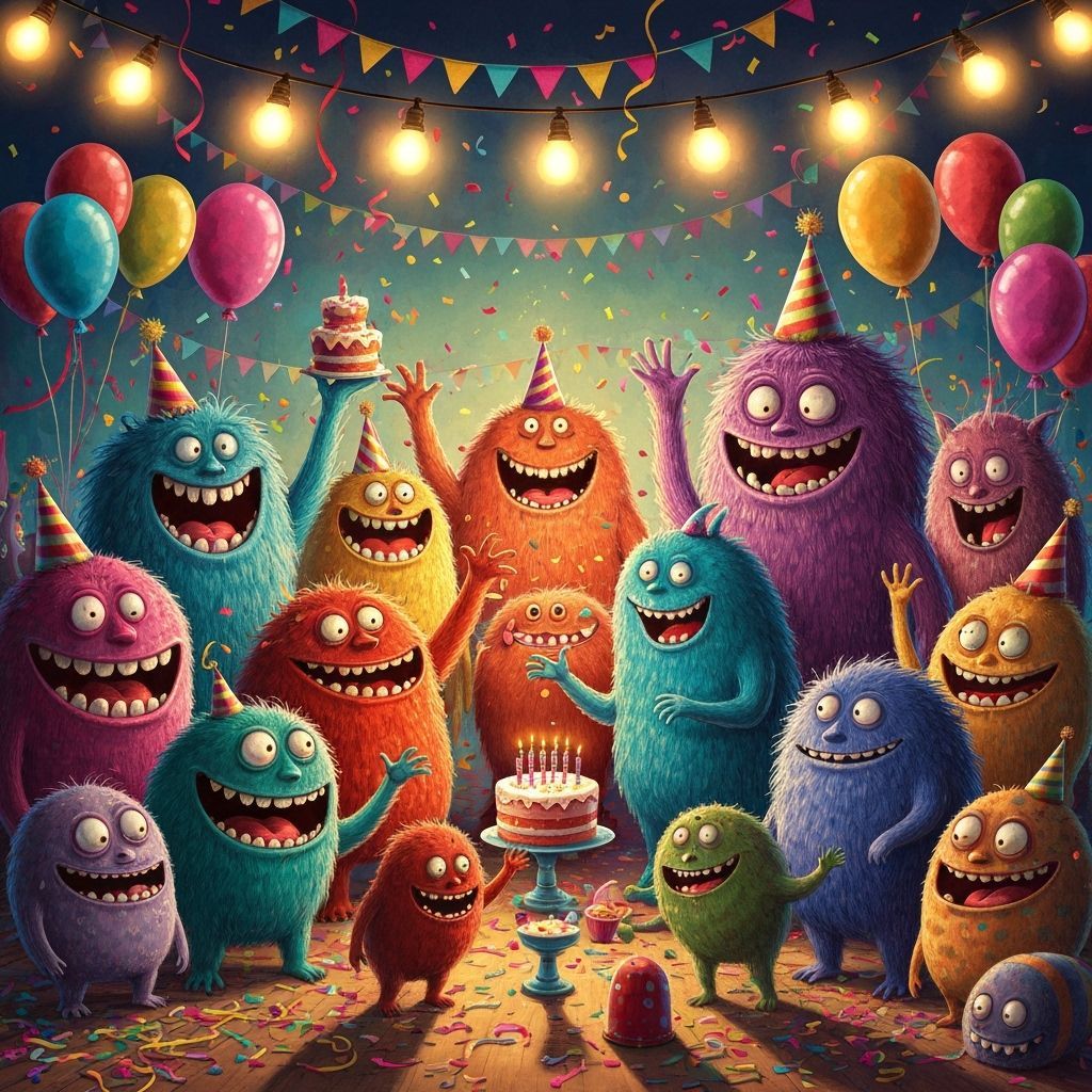 Whimsical Monster Birthday Party with Confetti and Cake
