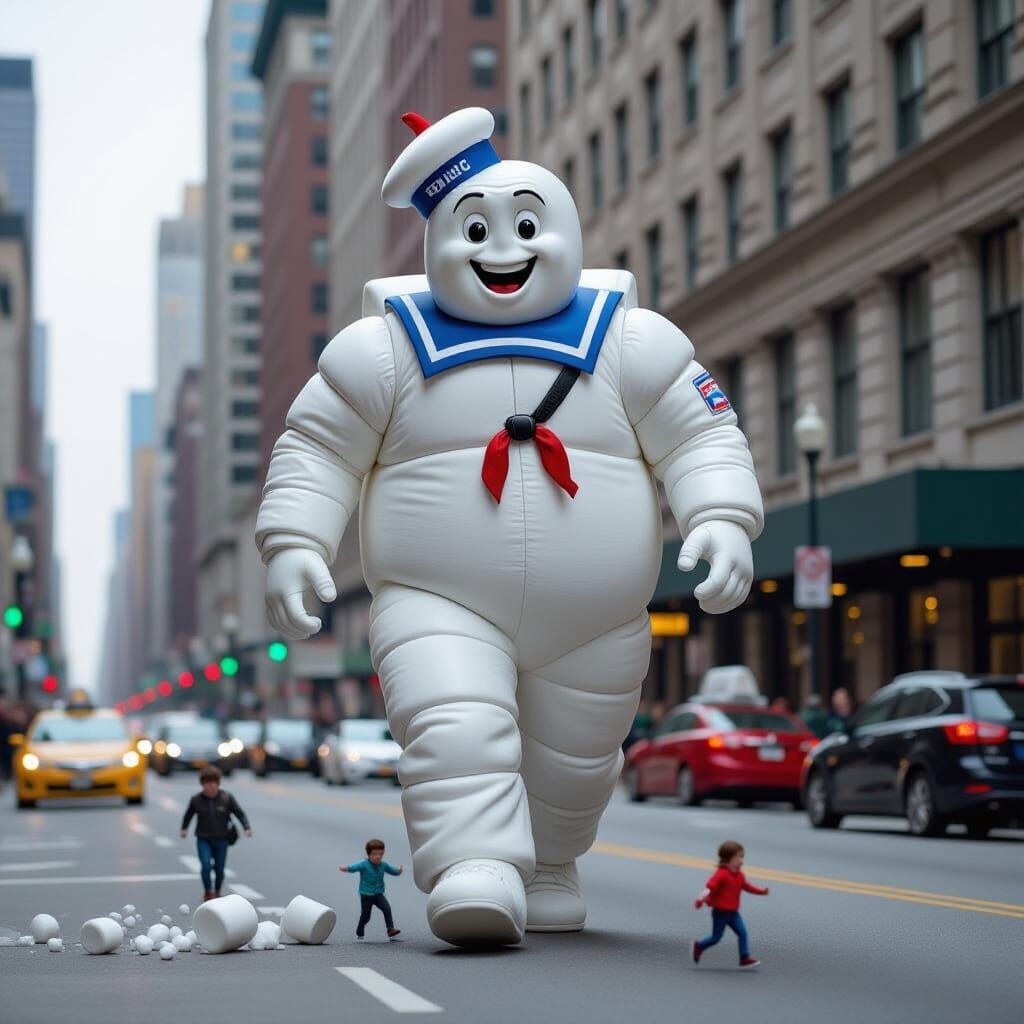 Marshmallow Man Destroys Chicago Street Scene