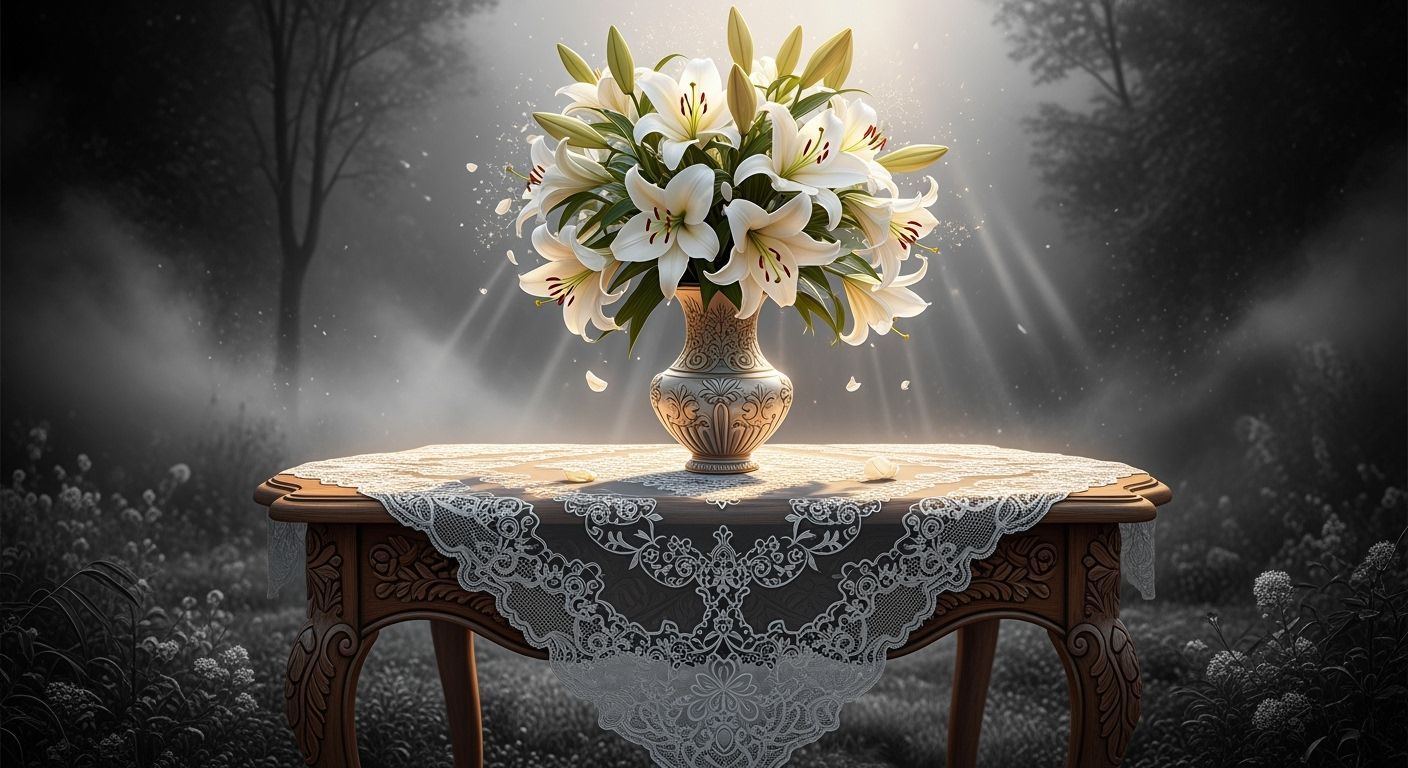 Monochromatic Lillies in Sunlight, Hyperrealistic Digital Ar...