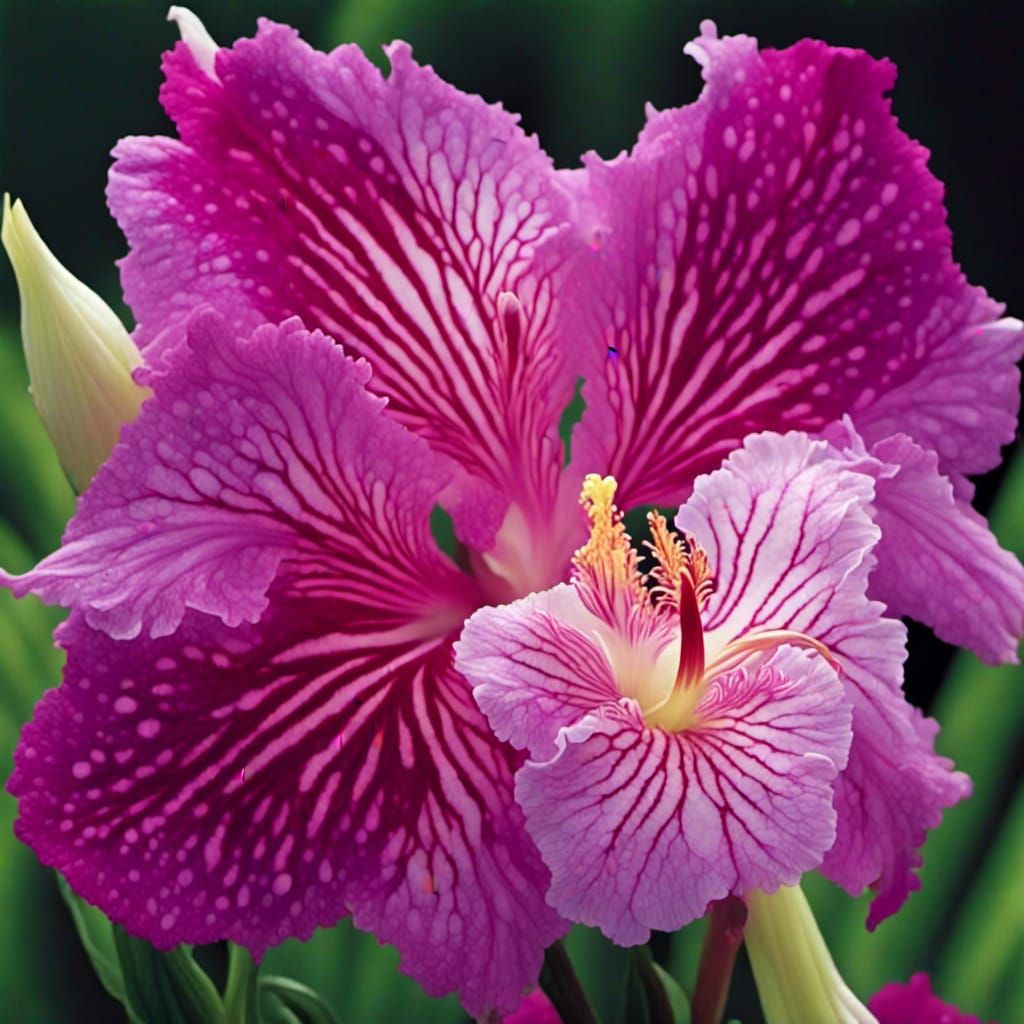 Exotic Orchid Hibiscus Hybrid with Lightray Webbing