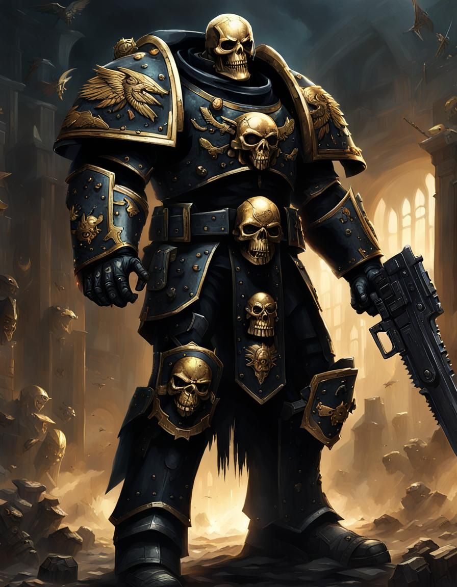 Warhammer 40K Space Marine Chaplain in Black Armor