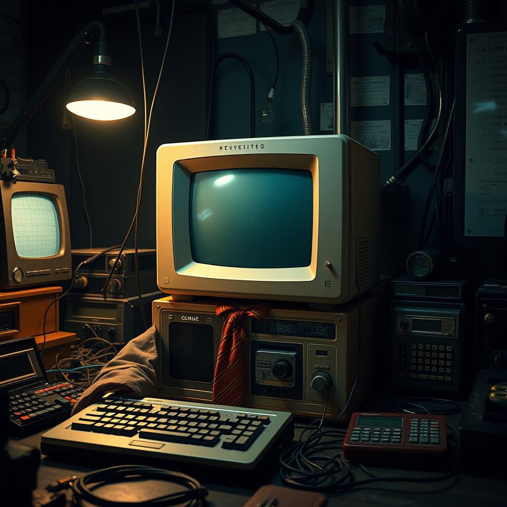 1950s Retro Computer in Hyperrealistic Detail