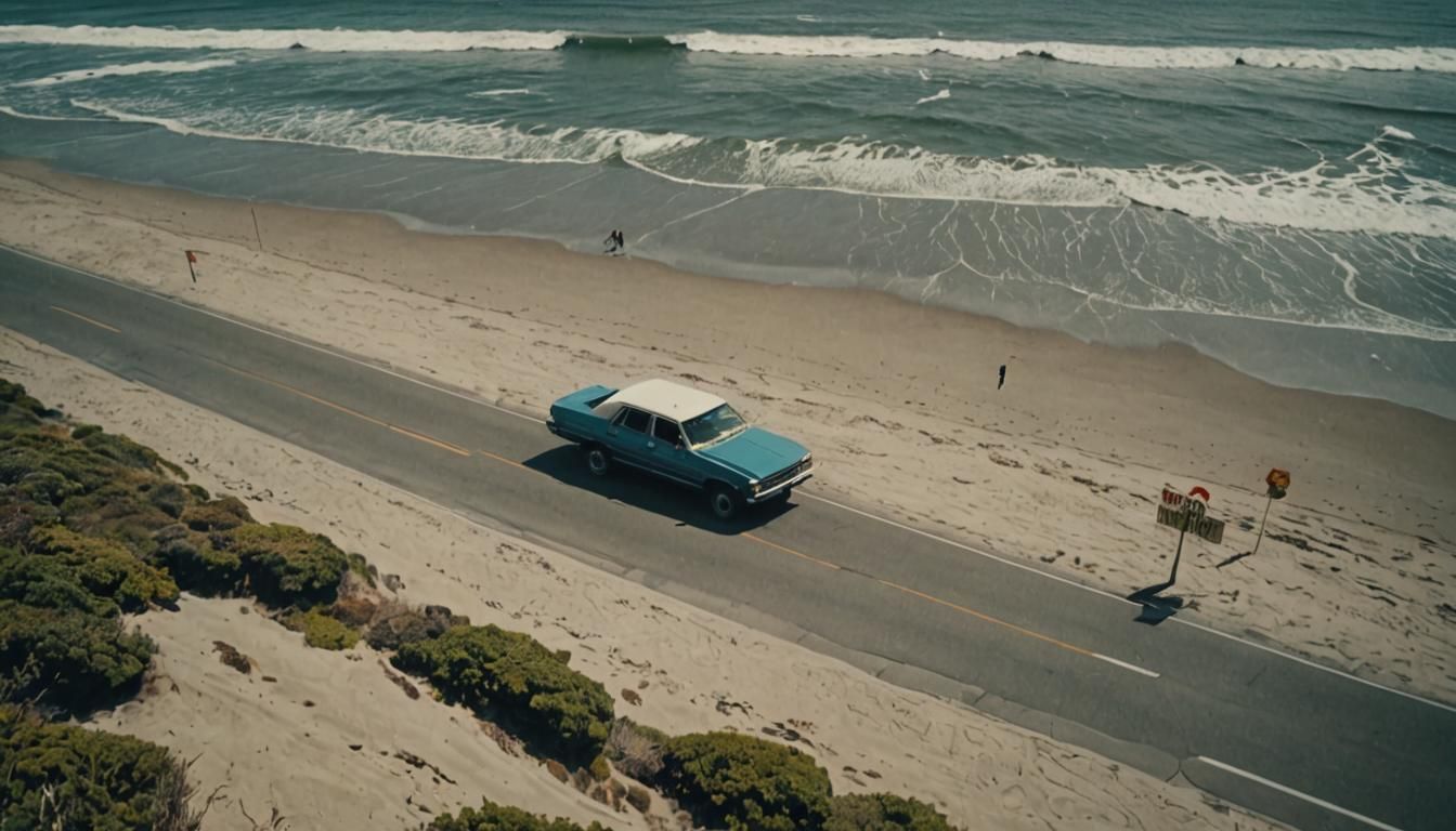 Cinematic Beach Road Trip Scene