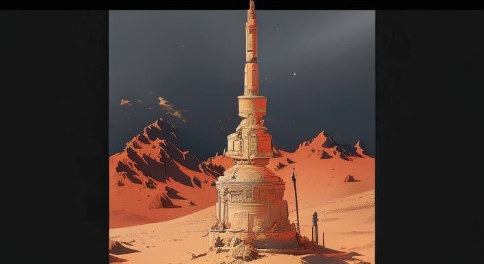 Desert Pillar Digital Illustration in Vibrant Colors