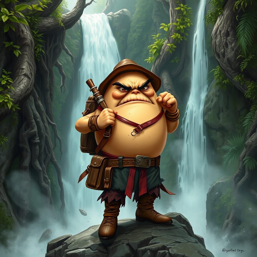 Adventurous Egg Stands Tall at Waterfall's Edge