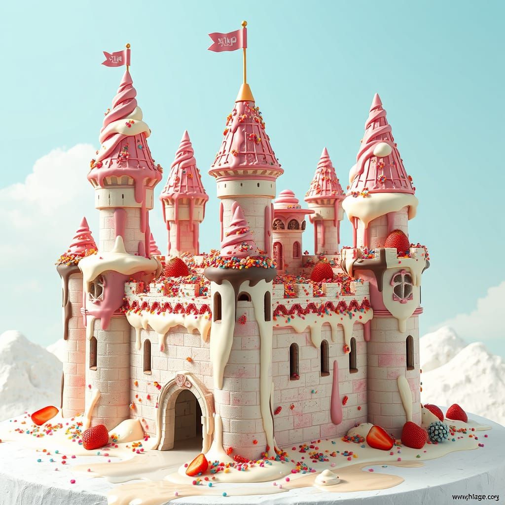 Melting Ice Cream Castle in Whimsical Style