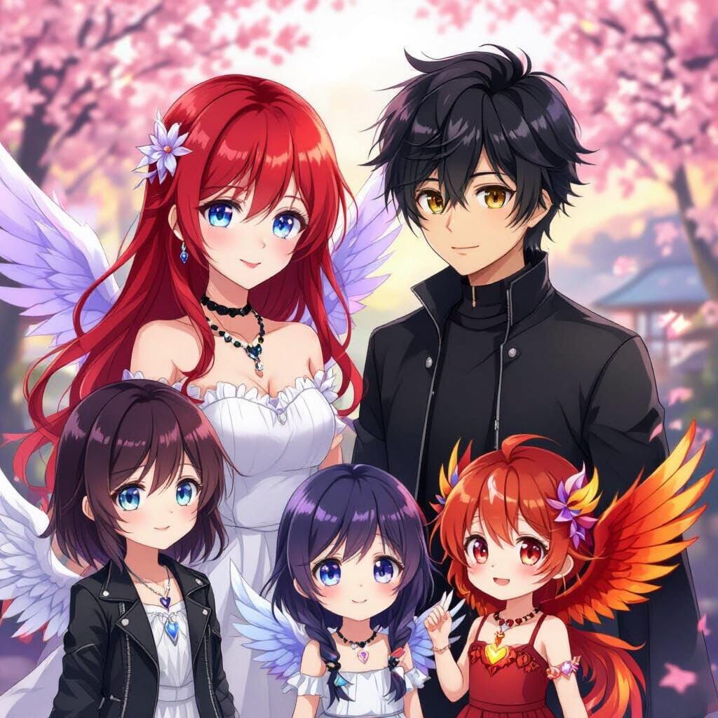 Anime Family Under Starry Sky in Manga Style