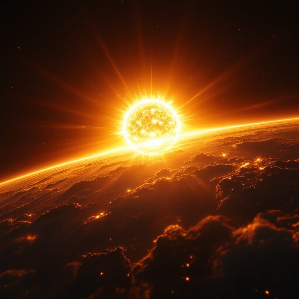 Hyperrealistic Solar Flare Landscape