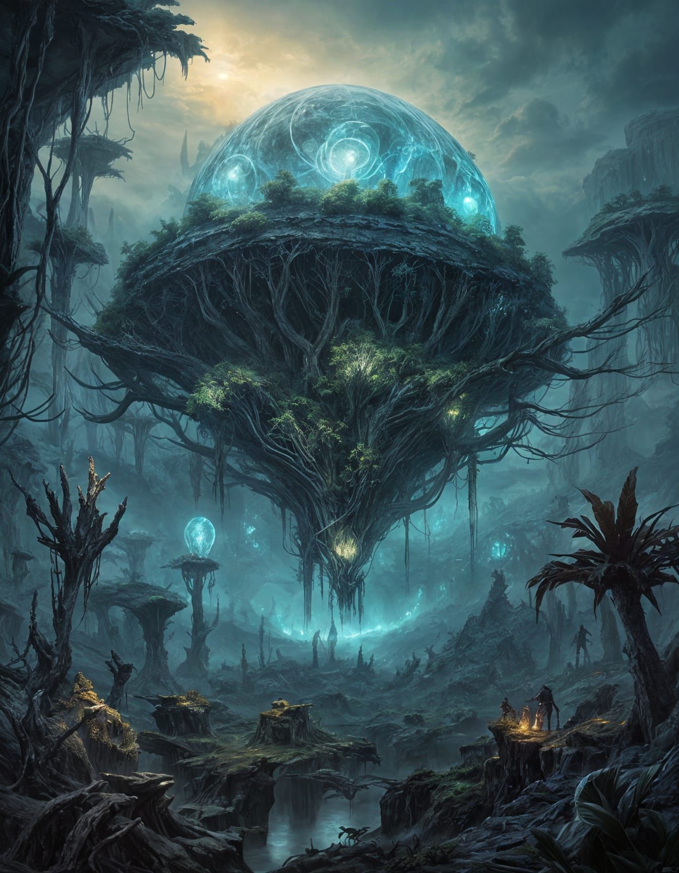 Bioluminescent Crystal Jungle on Alien Exoplanet