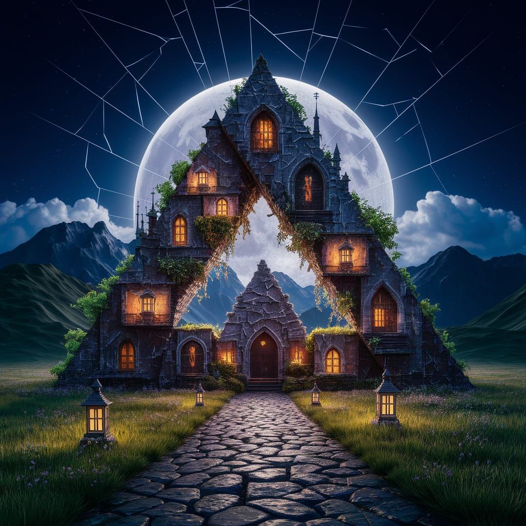 Masterpiece Acrylic Painting of a Rustic Penrose Triangle Vi...