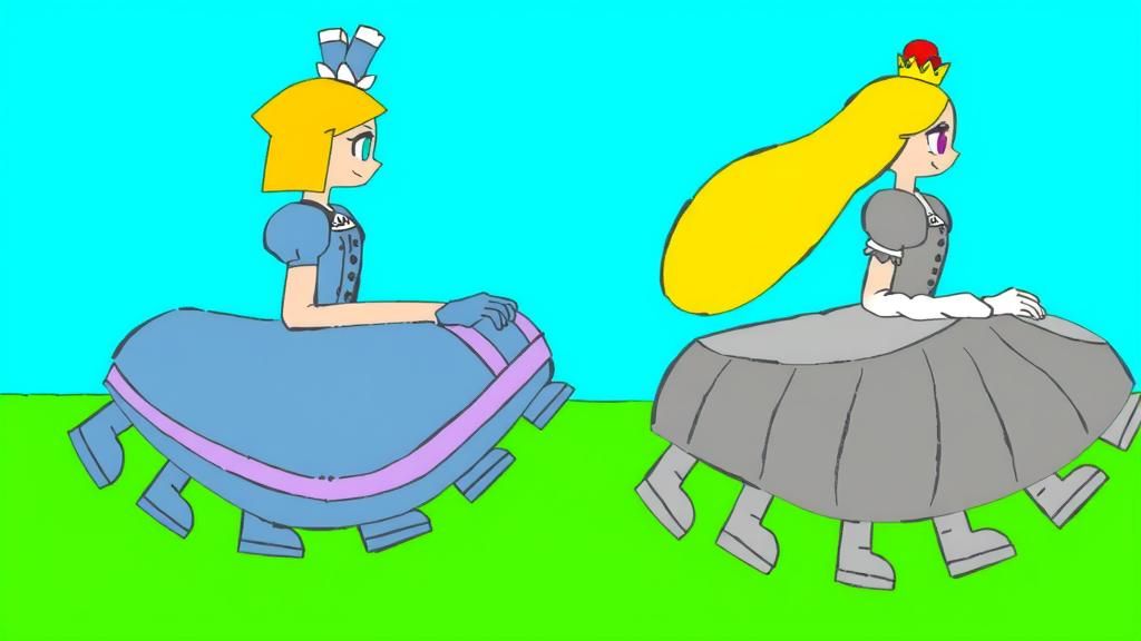 Cartoon Princess Parachute in Anime Key Visual Style