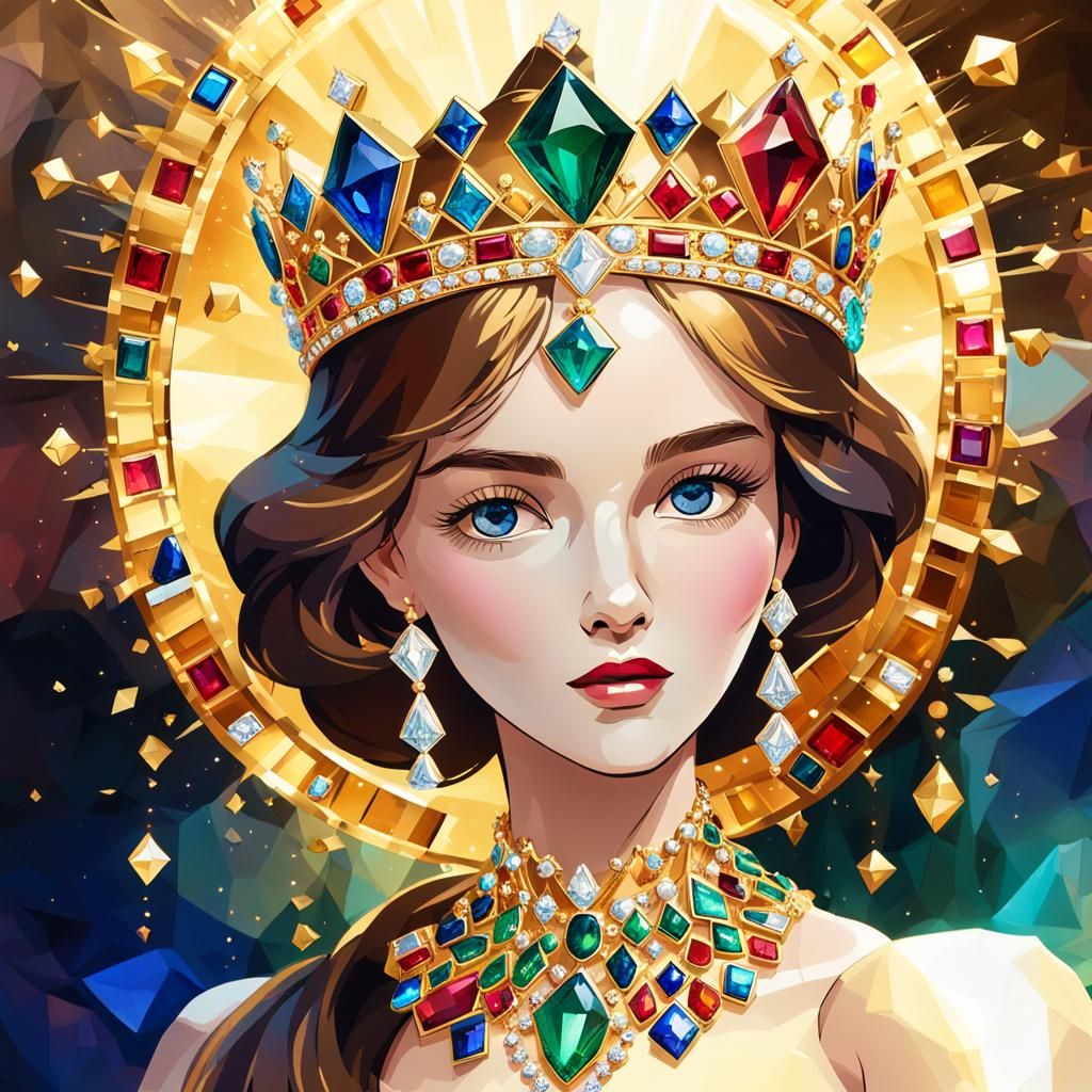 Gemstone Princess with Diamond and Ruby Crown