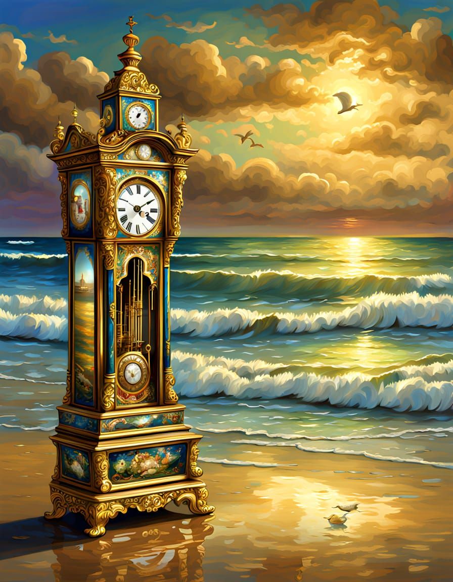 Magnificent Antique Clock with Gold Reflections