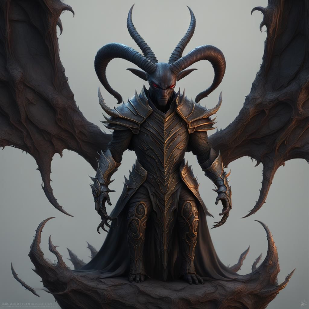 Detailed Matte Painting of a Black Winged Creature