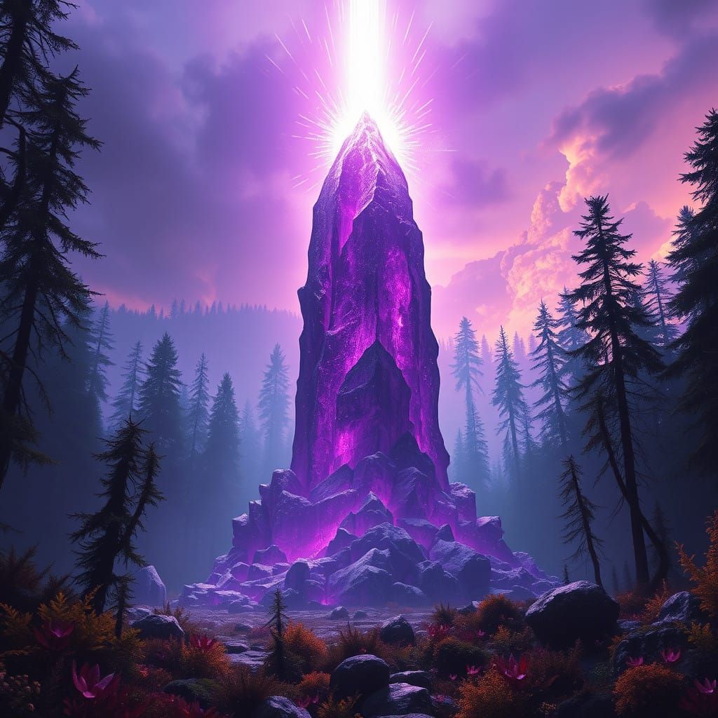 Ancient Crystal Monolith Illuminates Dark Forest with Regal ...