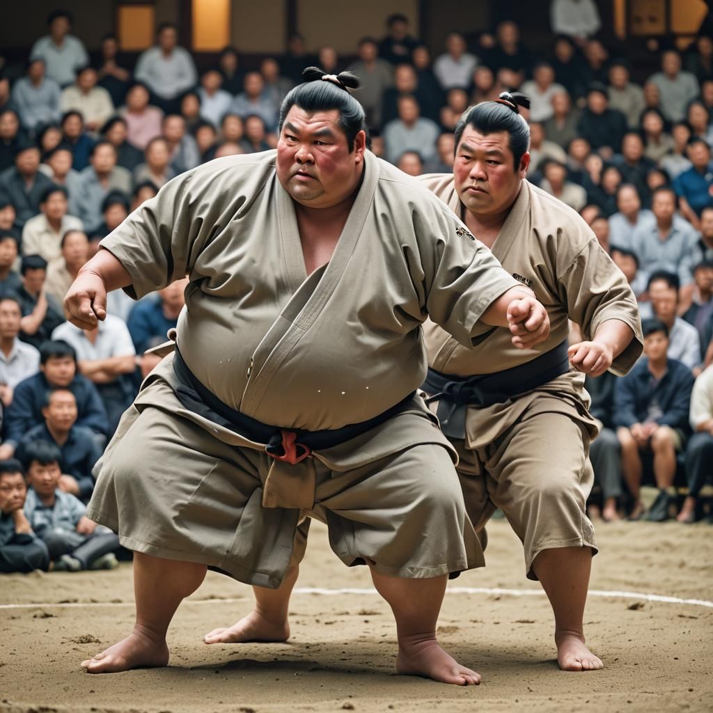 Intense Sumo Wrestling Match: Professional Photography