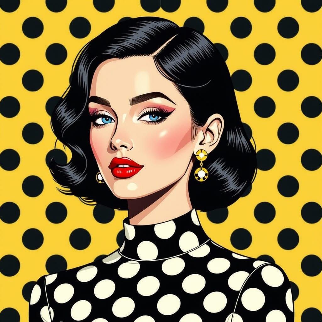 Geometric Polka Dot Woman in Pop Art Style