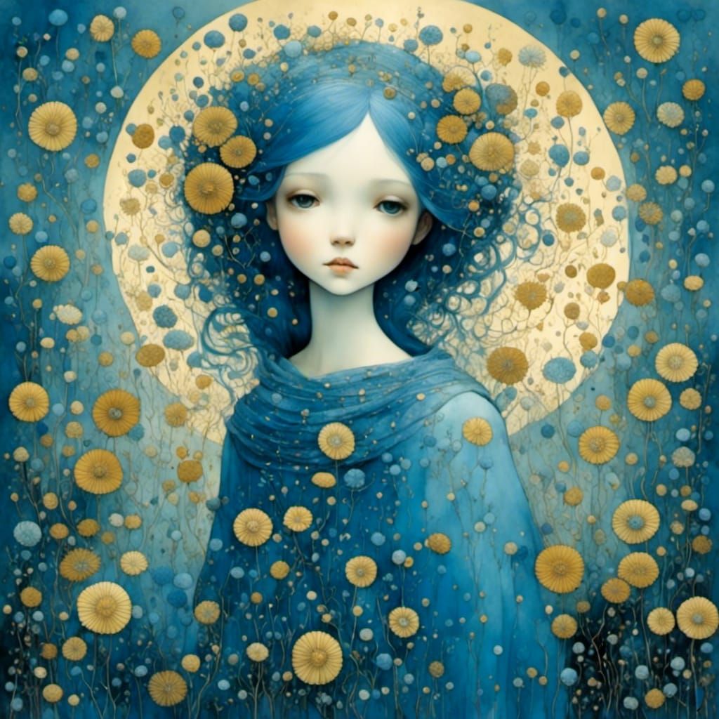 Portrait of a Blue Girl with Custom Style