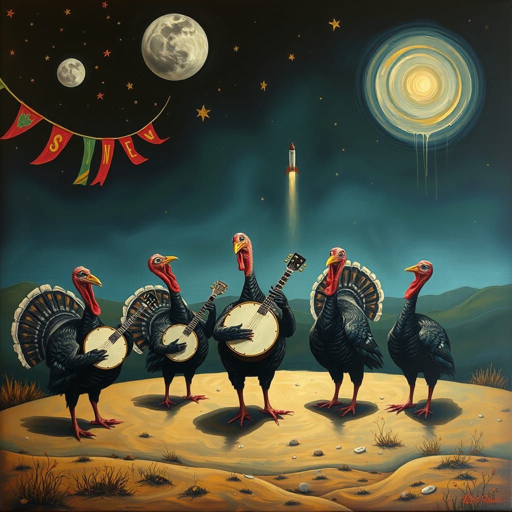 Turkeys, Banjos, and Rockets: A Surreal Nightscape