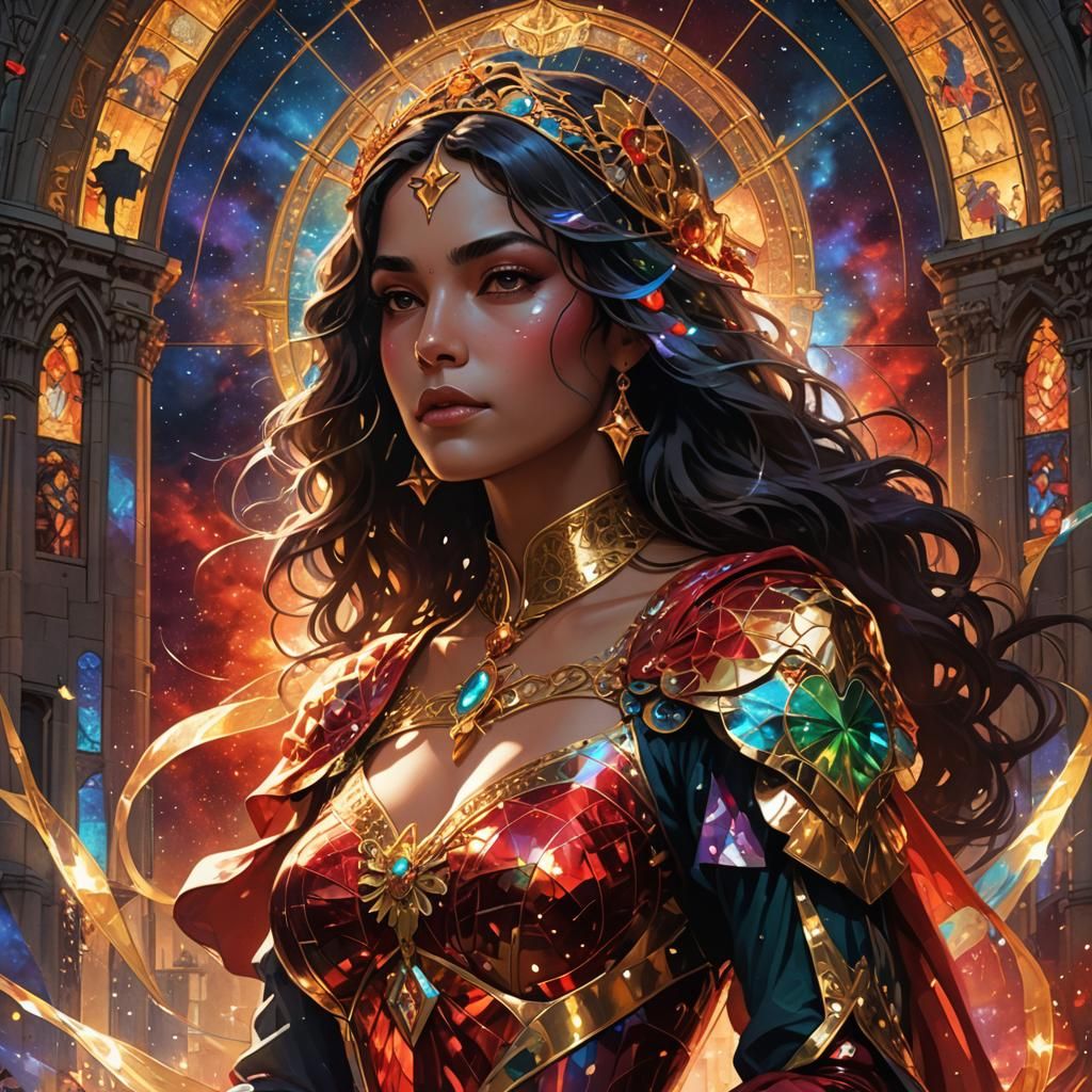 Esmeralda in Nebula Night: Digital Art Portrait