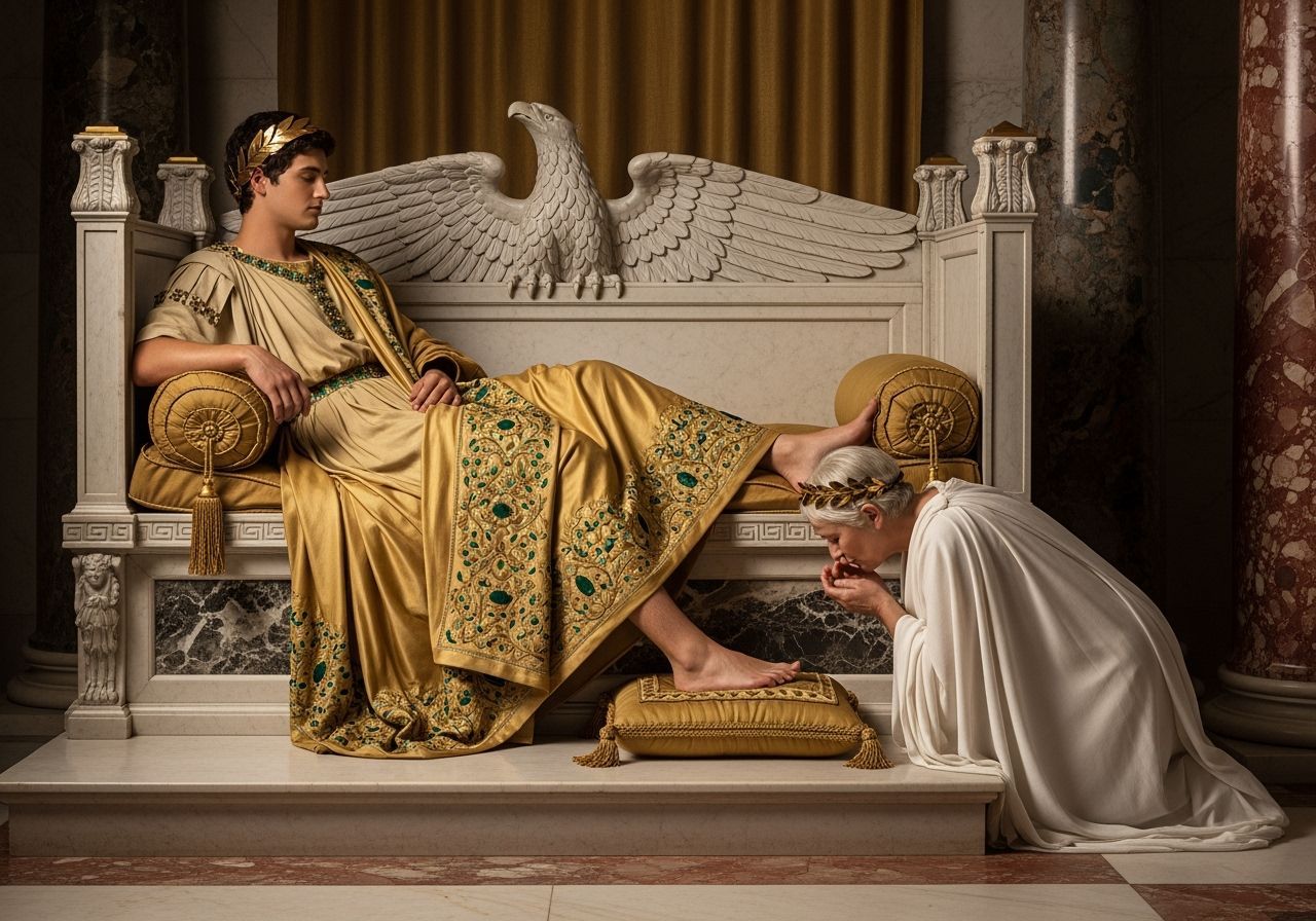 Emperor Nero on a Marble Triclinium, Baroque Style