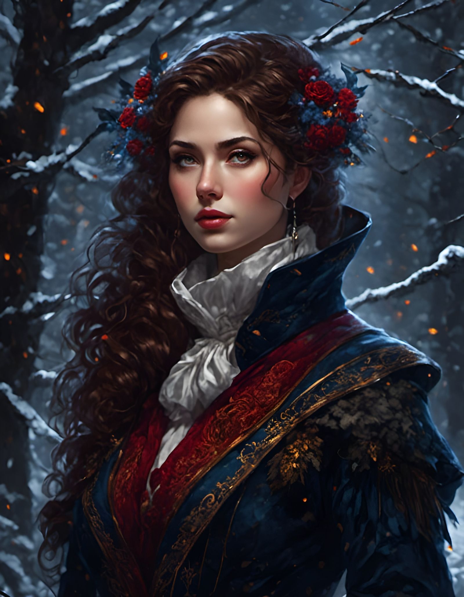 Melancholic Teacher Portrait in Dark Academia Style