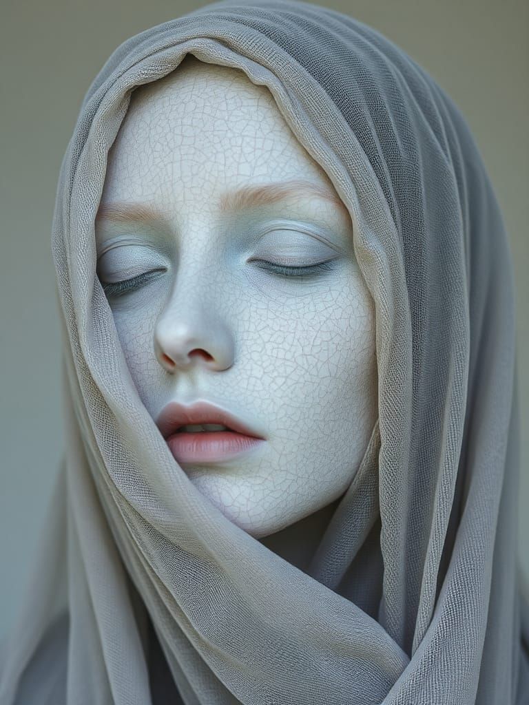 Ethereal Figure with Synthetic Skin: An AI Generated Image