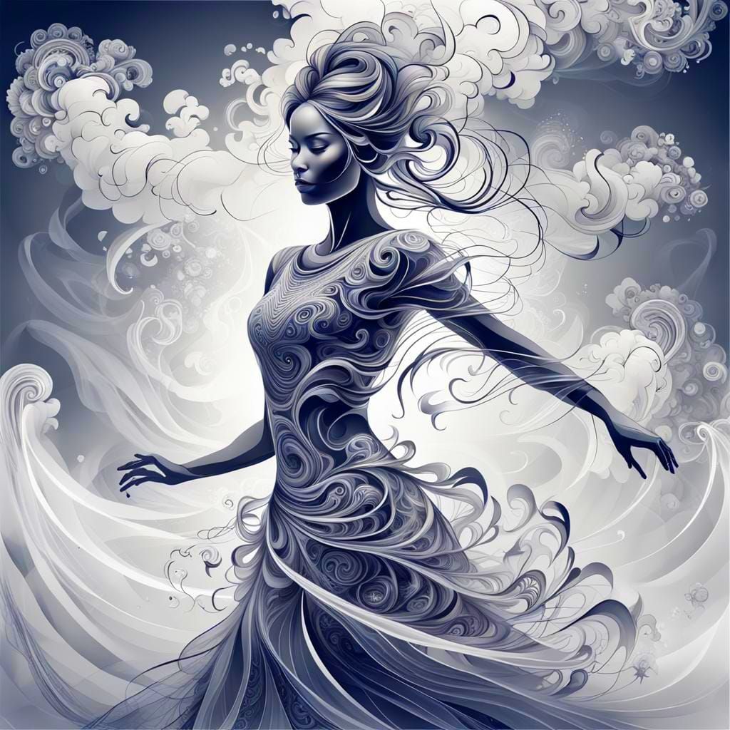 Smoky Female Dancer in Abstract Surreal Style