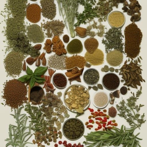 Assorted Culinary Herbs and Spices Poster